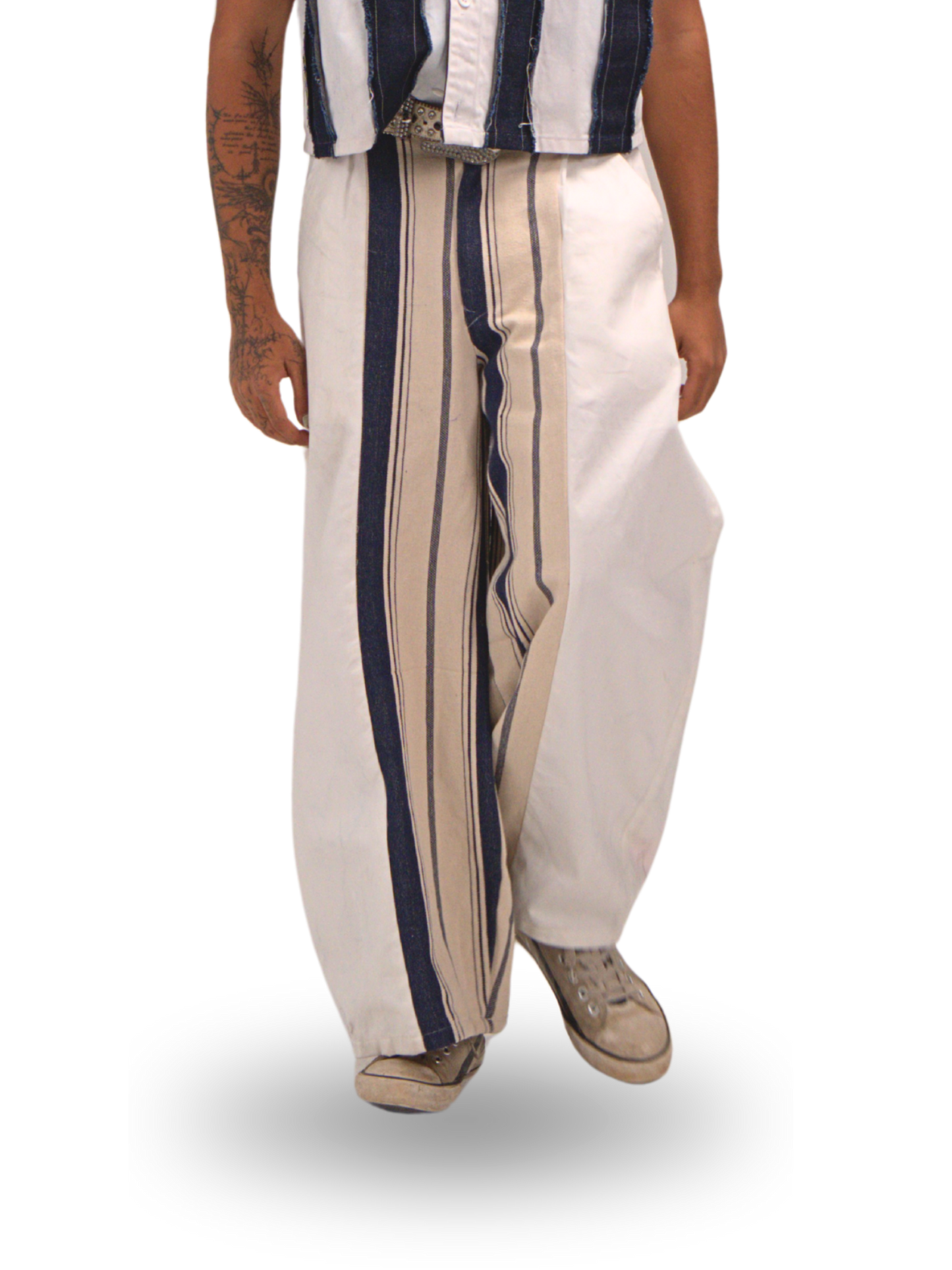 STRIPPED INDIGO PANTS