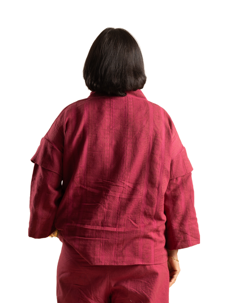 Burgundy Layered Sleeve Top