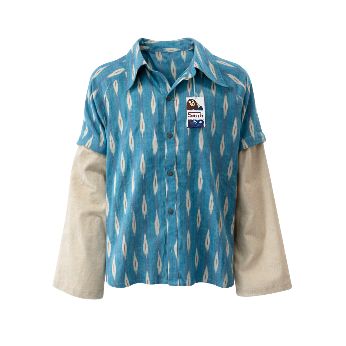 NEEL IKAT SHIRT  DETACHABLE SLEEVES