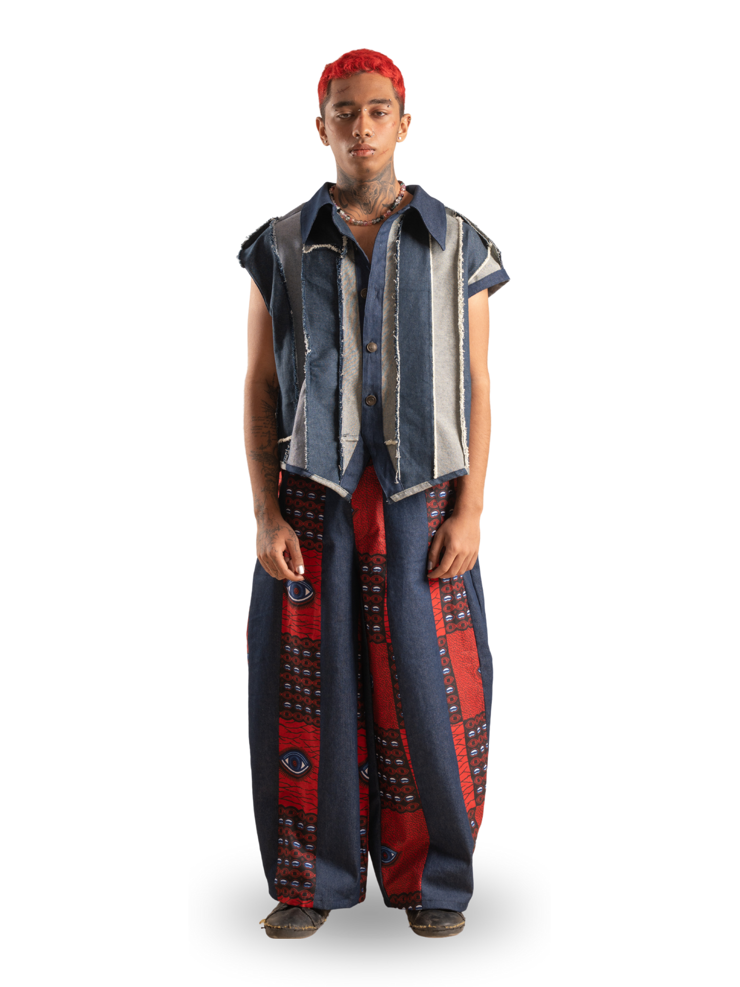 RAW STRIPED DENIM VEST