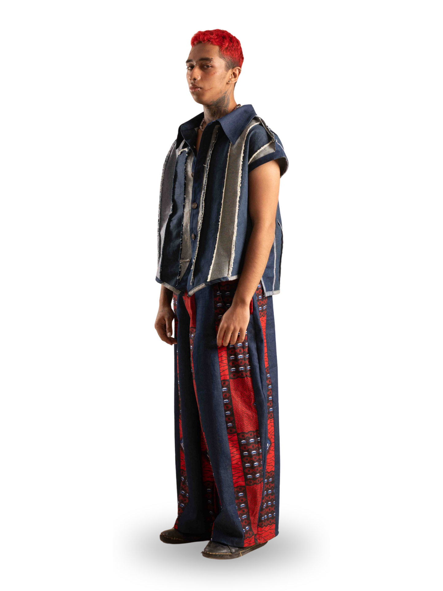 RAW STRIPED DENIM VEST