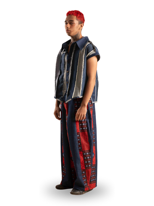 RAW STRIPED DENIM VEST