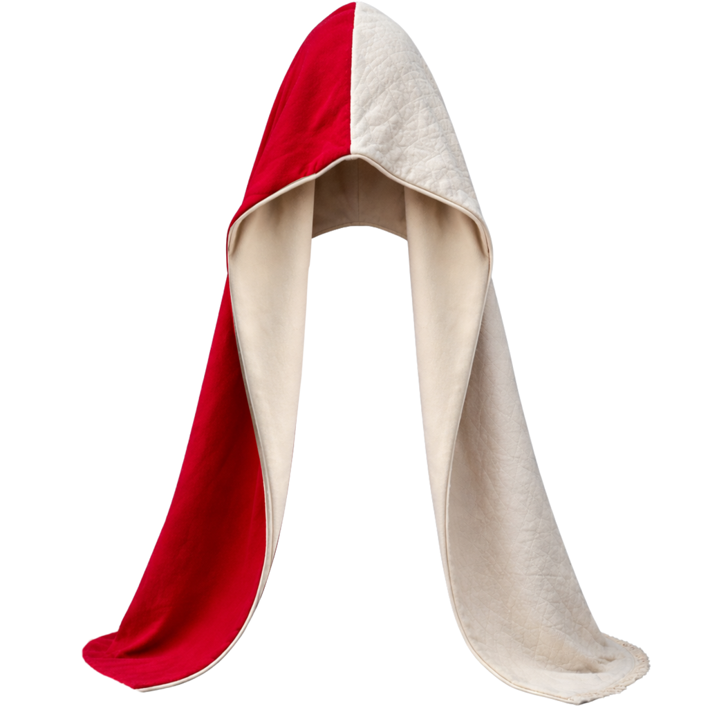 Cozy Red/White Hood Wrap