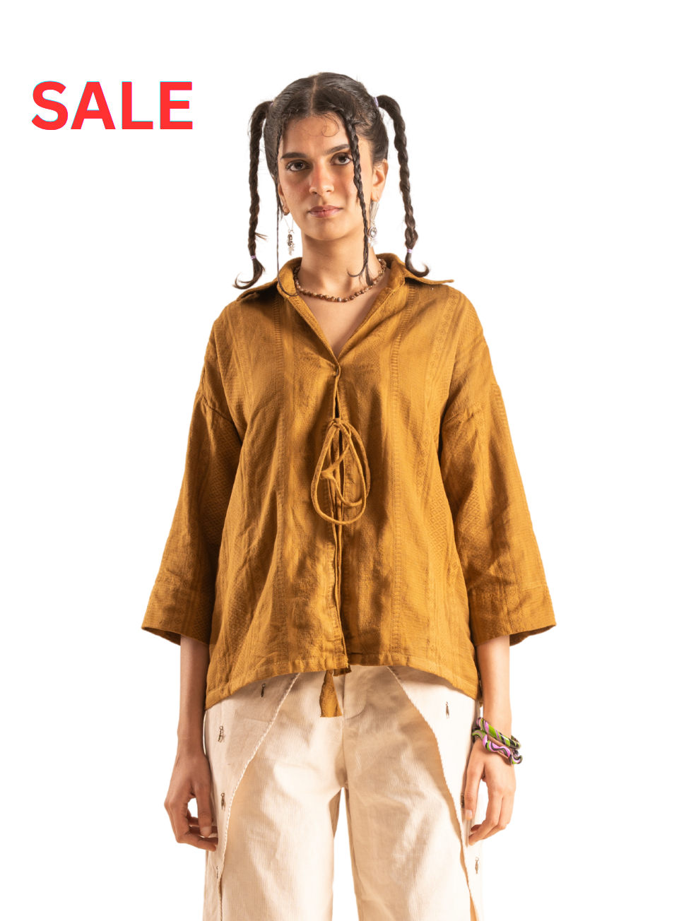 OCHRE TIE-UP TOP